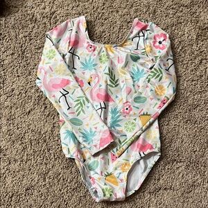 Flamingo Print Long Sleeve Leotard